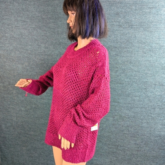 Jessica Simpson Mukami Open Stitch Pullover Magenta Purple - Picture 5 of 16